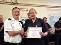 Final drill for firefighter Brian after 45 years service 