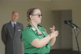 Hafwen gives speech in sign language at Buckingham Palace