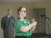 Hafwen gives speech in sign language at Buckingham Palace