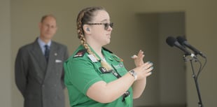Hafwen gives speech in sign language at Buckingham Palace