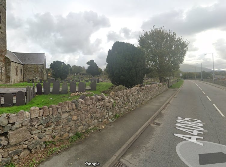 Police say gravestones were damaged at Llanbeblig Cemetery. Photo: NWP Gwynedd North/Google Maps