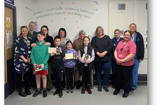Youngsters knit hats to donate to Special Care Baby Unit