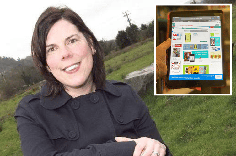 (Main) Cllr Nia Jeffreys with (inset) a picture of the new app