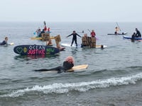 Strong turnout for sewage protest on Aberystwyth’s north beach