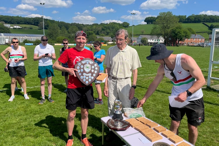 Owain with his victory shield
