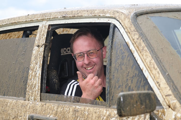 Dafydd Davies from Drefach Felindre gives the thumbs up to the event in his Ford Escort and got a top ten finish