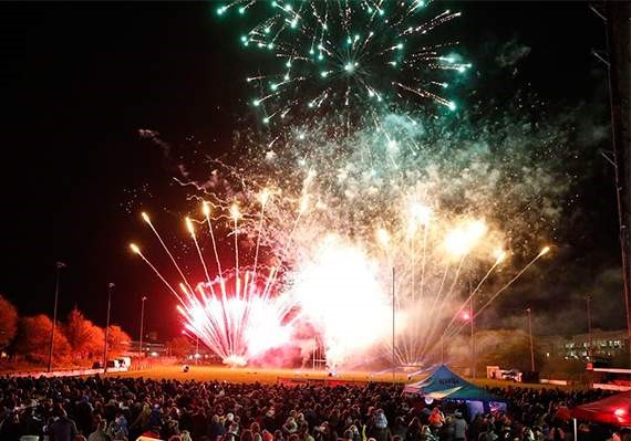 Crowds of people turn up every year to watch the fireworks at Aberystwyth Rugby Club