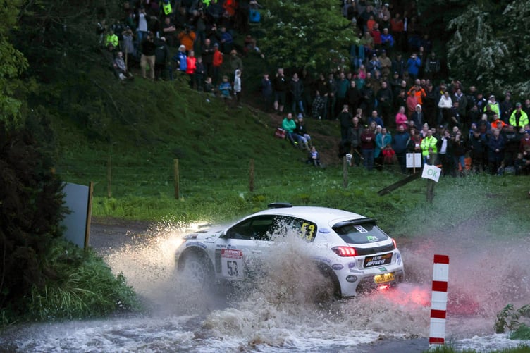 Ioan Lloyd makes a splash at the Jim Clark Rally