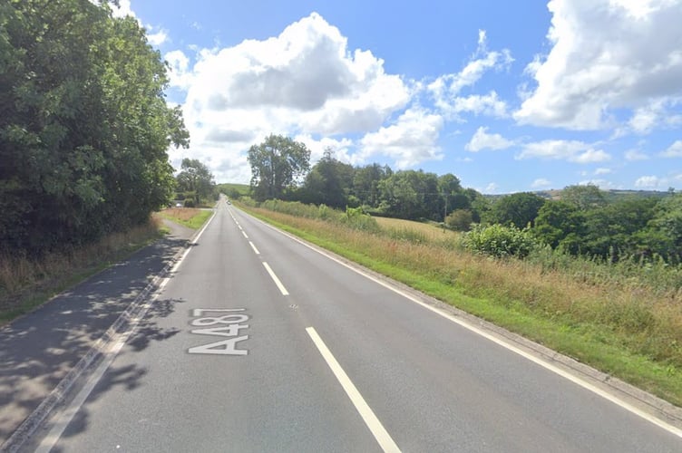 The A487 straights between Talybont and Bow Street