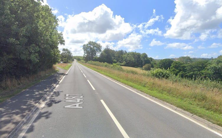 The A487 straights between Talybont and Bow Street
