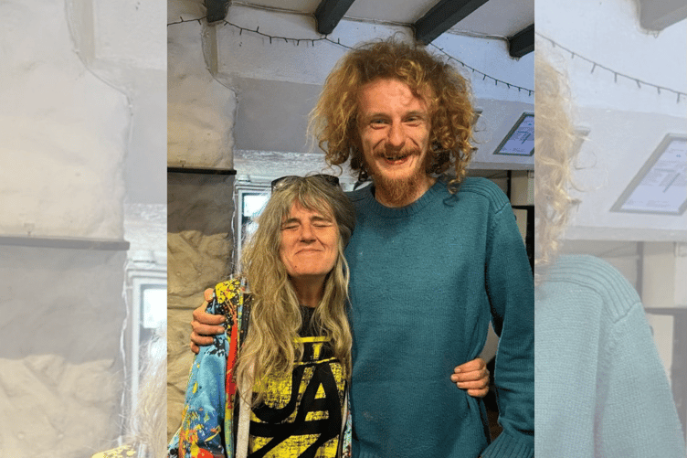 Leon is pictured with his mum, who he was visiting in Cardigan.