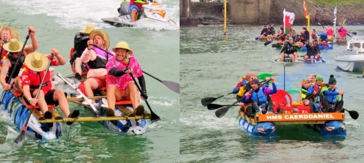 On Sunday there was a well-attended raft race. Photos: We Love Green Spaces in Barmouth and Simply Barmouth