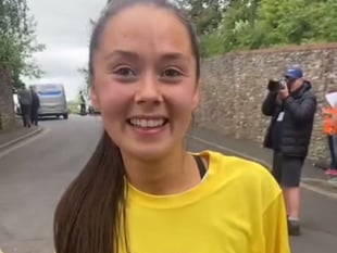 Polly wins yellow shirt at Welsh Castles Relay