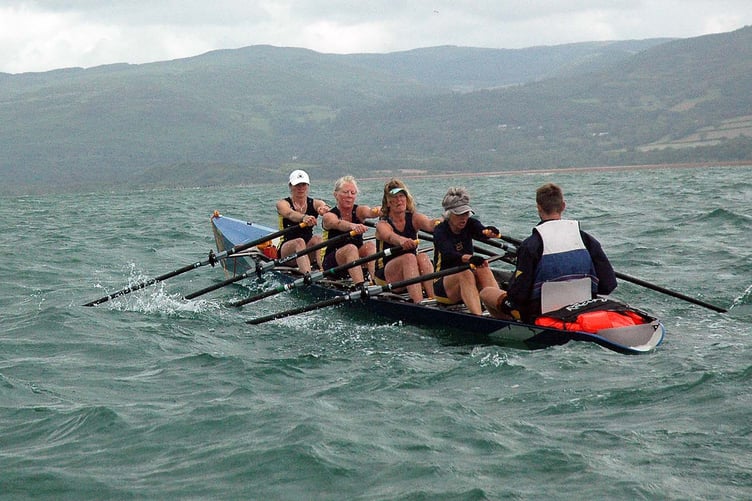 Aberdyfi’s ladies quad – Kathy Iffla, Tracey Evans, Jo Gittins, Nia Bayliss and cox Jake Metcalfe (Photo: Doris O'Keefe)