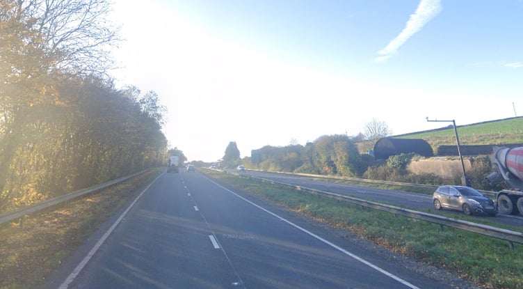 The A40 near Nantyci Showground