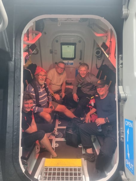 Barmouth RNLI rescued five people when their rib lost power 13 miles off the coast of Aberdyfi. Photo: Barmouth RNLI