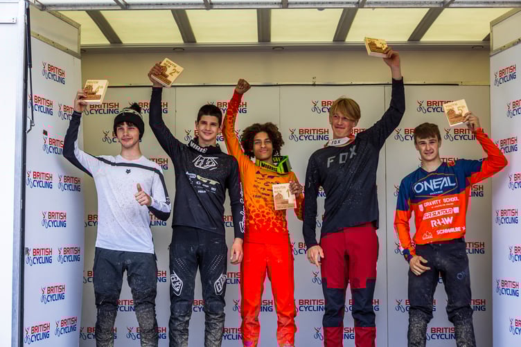 Nathan on the Antur Stiniog podium (Photo: JWDT Photography)