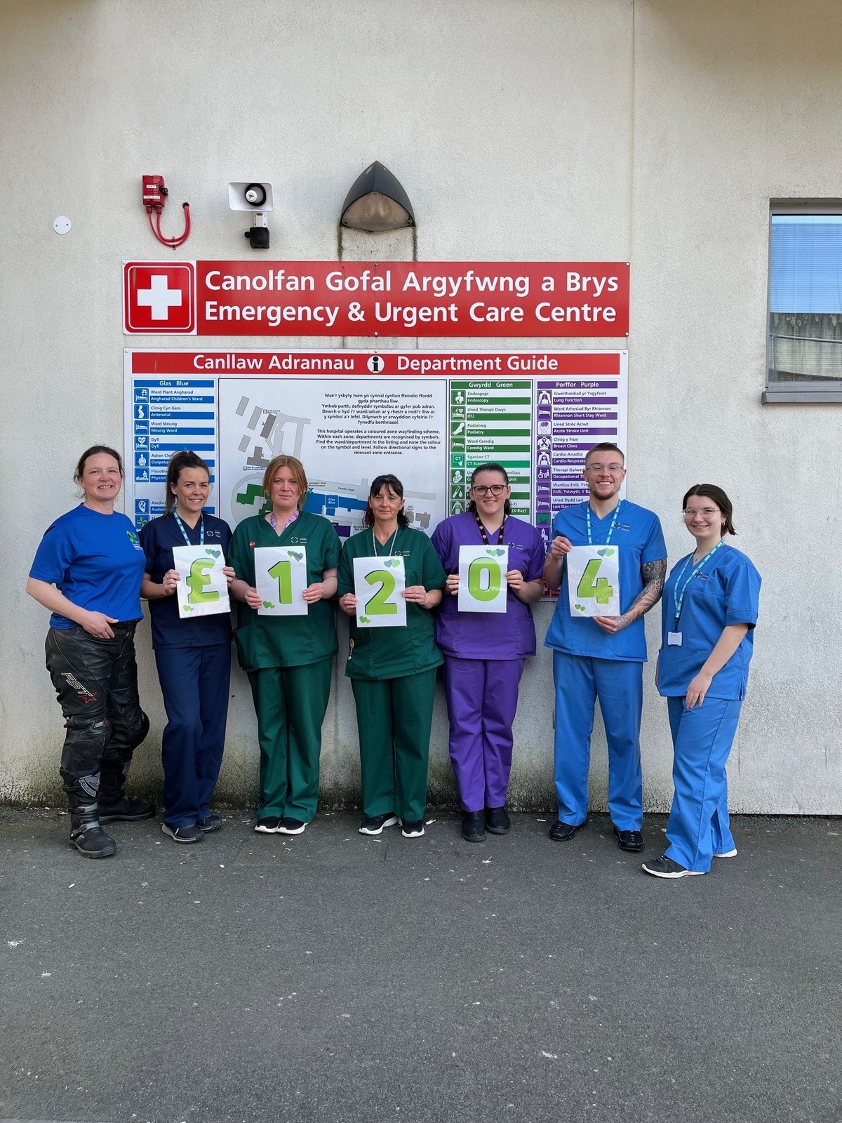 £1,200 raised for Bronglais A&E to thank them for husband's care