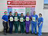 £1,200 raised for Bronglais A&E to thank them for husband's care