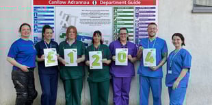 £1,200 raised for Bronglais A&E to thank them for husband's care