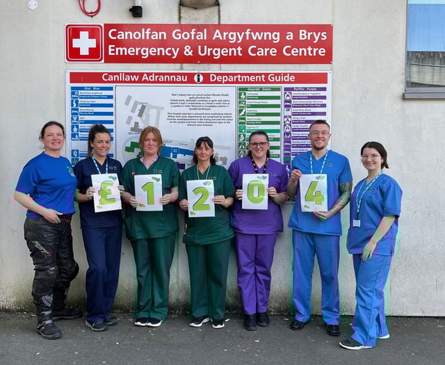 £1,200 raised for Bronglais A&E to thank them for husband's care