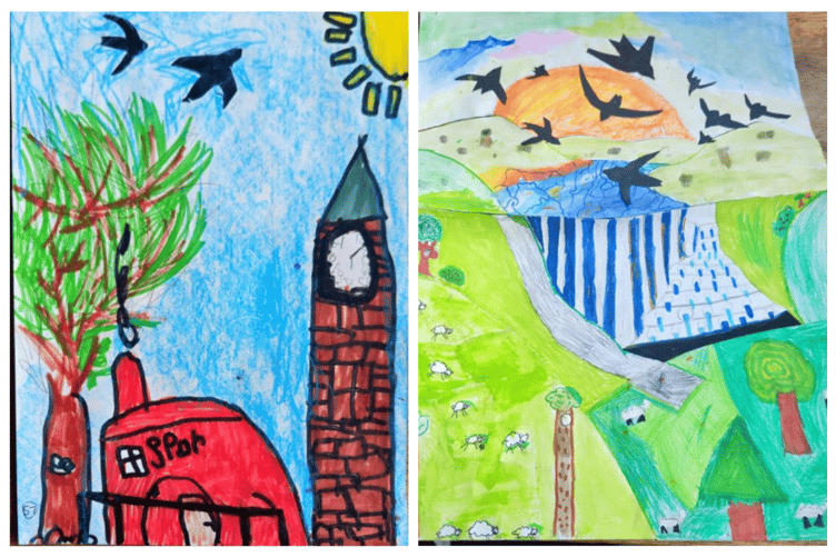 Two of the winning artworks from Llanidloes Primary and Secondary Schools for swift awareness week