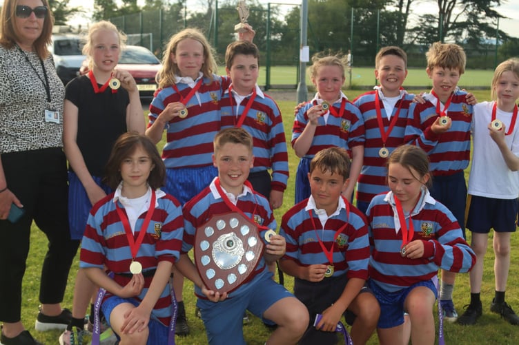 Ysgol Tanycastell, Harlech, with their winners' trophy
