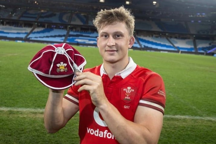 Josh Hathaway with his first senior international cap