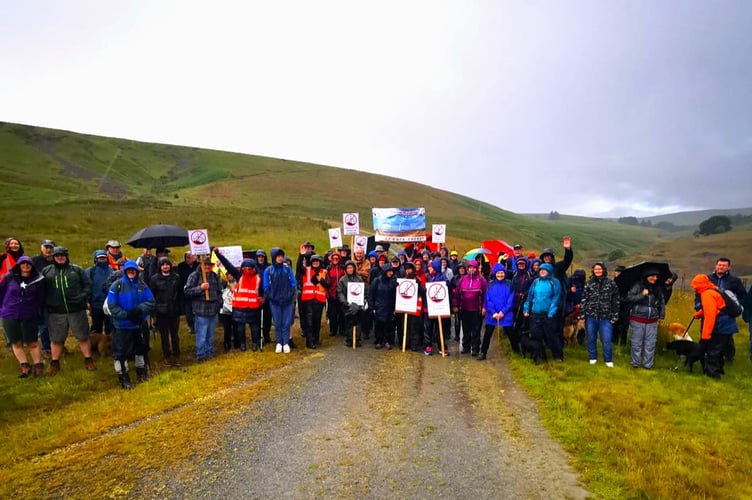 The protest involving 85 hikers walking up the land they want to protect, Glaslyn