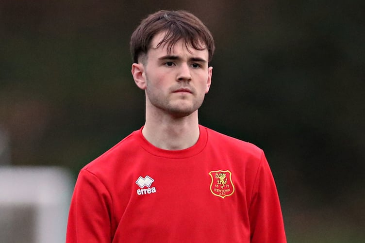 BALA, GWYNEDD, WALES - 5th APRIL 2024 - Newtown's Devon Torry before Bala Town vs Newtown AFC in round 30 of the JD Cymru Premier at Maes Tegid, Bala (Pic by Sam Eaden/FAW)