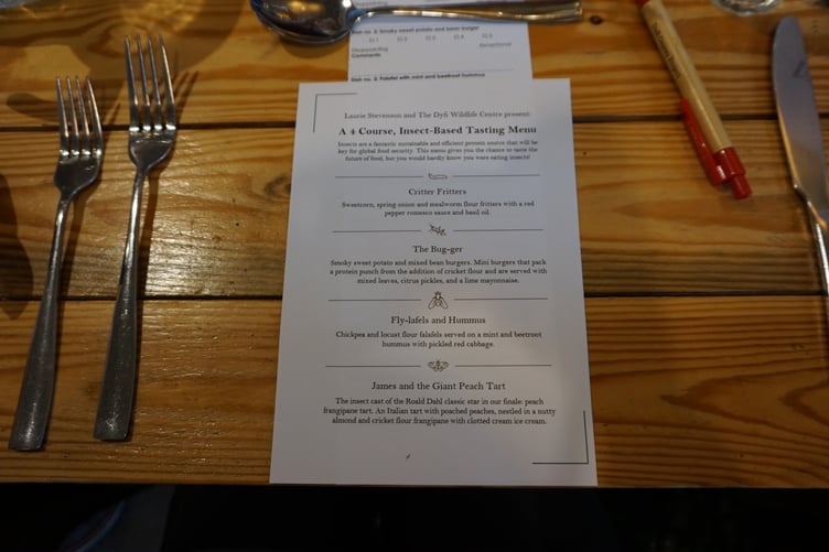 The menu for the evening