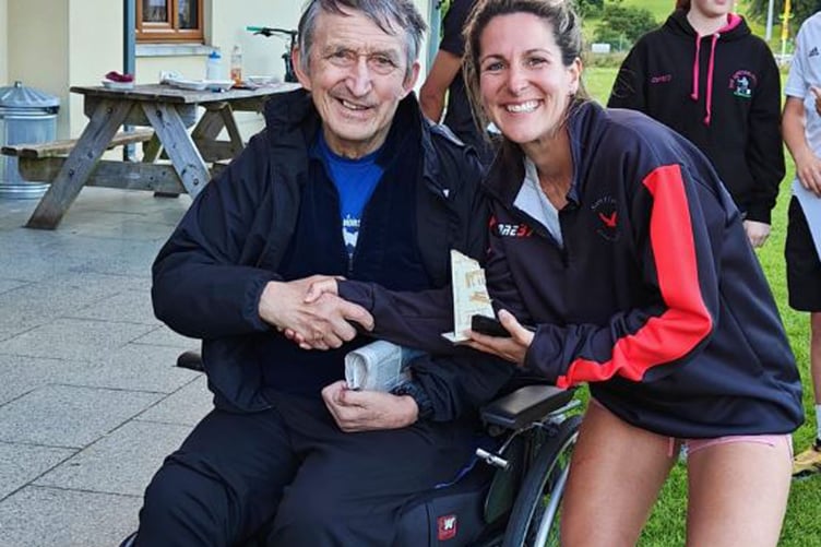 Series winner Dee Jolly with Dic Evans, Red Kite Challenge founder