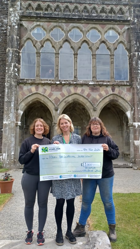 Alice Sharp, Welcome Manager; Michelle Whittal-Williams, Macmillan Colorectal Cancer Support Worker and Carol Bailey, Carmarthenshire Ranger