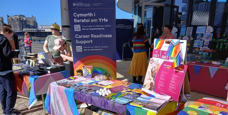 The Aberystwyth University stand at Pride on the Prom in Aberystwyth