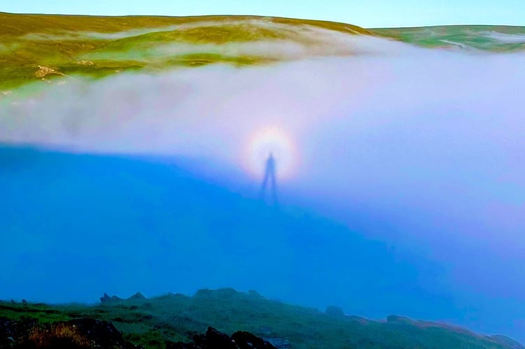A Brocken Spectre was spotted in the Cambrian Mountains yesterday