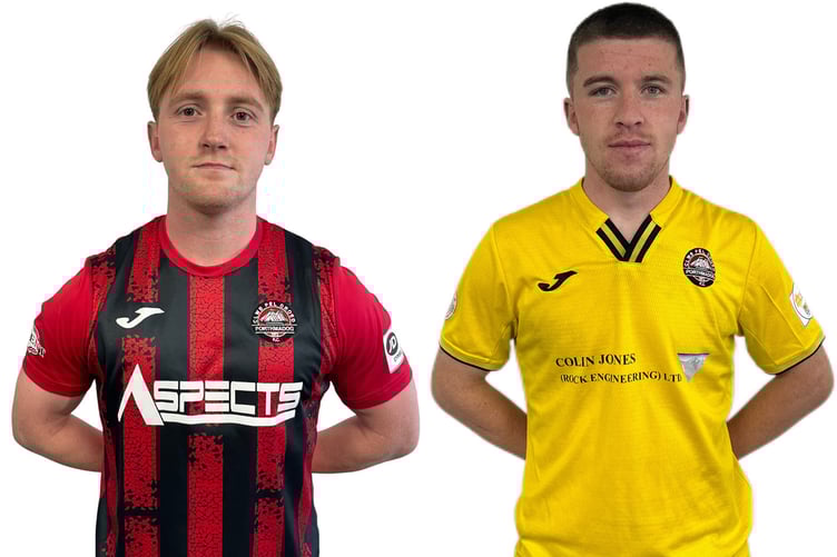 Porthmadog goalscorers Rhys Alun and Tom Hilditch