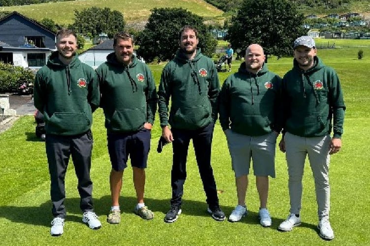 Pictured in the new Borth kit is the winning team at Penrhos minus Adam Trace who was unable to play that day but who is in the team to play at Morlais Castle