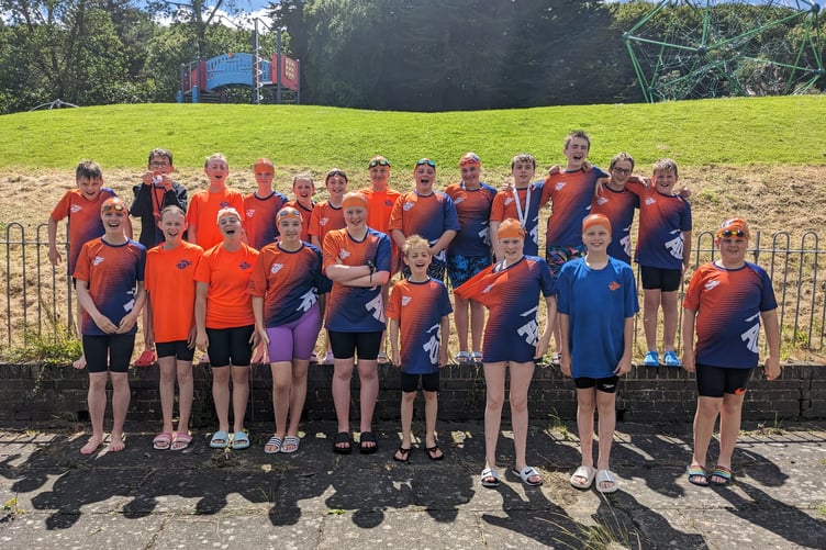 The 22 member squad ready to swim at the Holywell Spring Gala