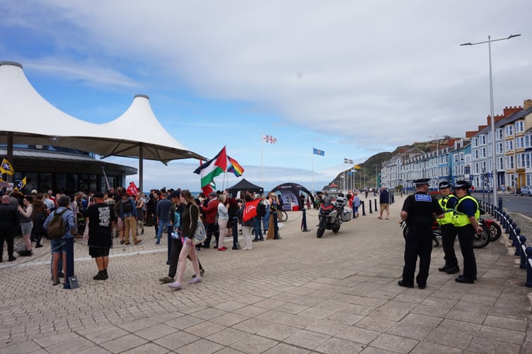 There was a light police presence at the demonstration as Dyfed-Powys police were organised to respond to four rumoured far-right protests over the weekend