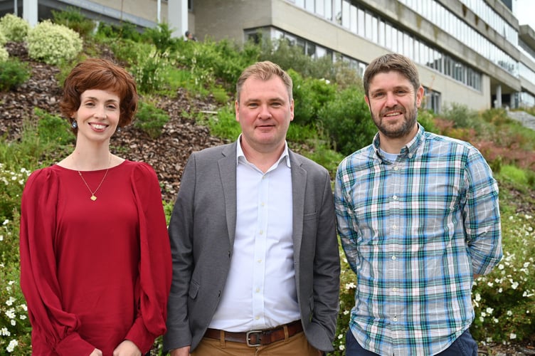 Researchers will collaborate with Queen Mary University London, Swansea University and the Max Planck Institute in Germany. From left to right - Dr Gwennan Higham from Swansea University, Professor Leigh Oakes from Queen Mary University of London and Dr Huw Lewis from Aberystwyth University.