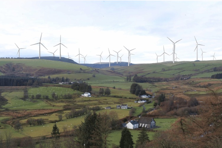 A visualisation of the view from Staylittle of the Esgair Galed Energy Park proposal goes ahead