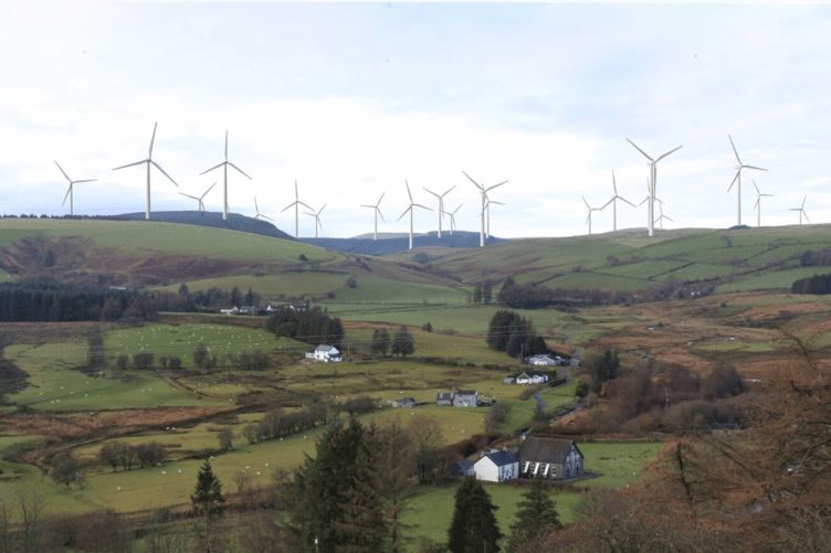 A visualisation of the view from Staylittle of the Esgair Galed Energy Park proposal goes ahead