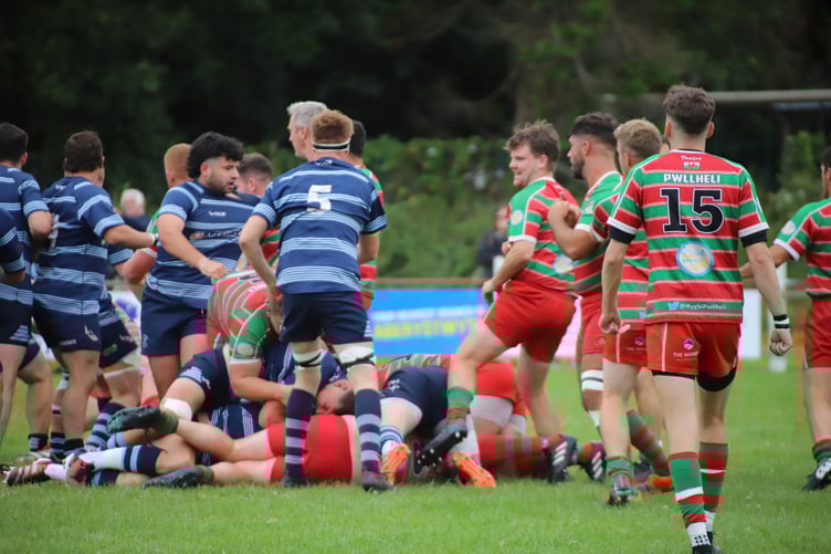 Aberystwyth and Pwllheli took part in an ill-disciplined friendly at Cae Plascrug