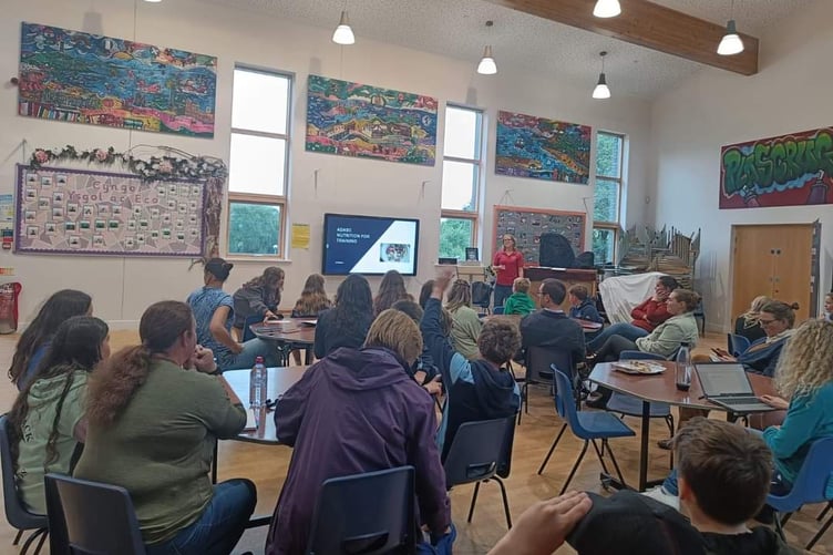 Session with Dr Jo Wallace on the importance of hydration and nutrition at Plascrug Community School