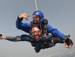 WATCH: Bow Street man's amazing skydive for Bronglais hospital charity
