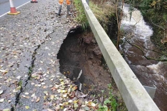 The road collapsed near Talerddig