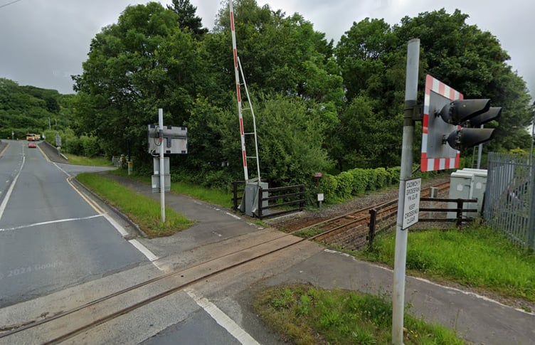 The railway line through Glan Yr Afon Industrial Estate