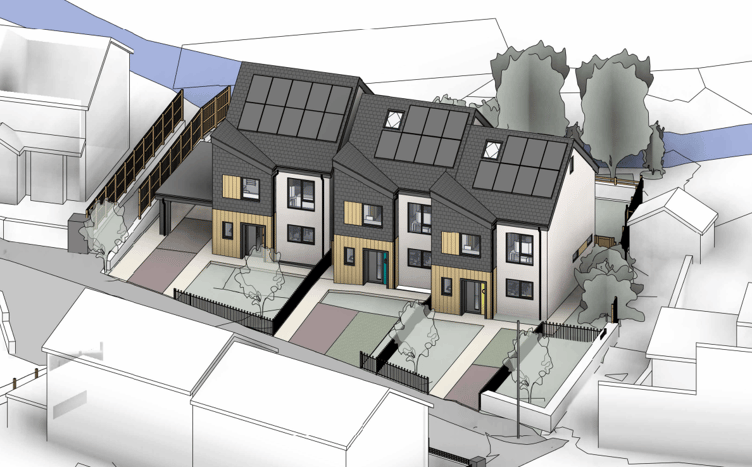Images of Tŷ Gwynedd homes in Llanberis © Saer Architects