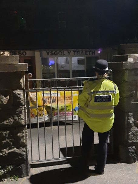 Ysgol y Traeth police patrols continue. Photo: NWP Gwynedd South