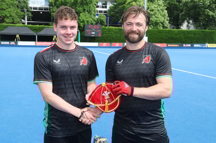 John Bennett (left) was presented his cap by Wales captain Owain Dolan-Gray
